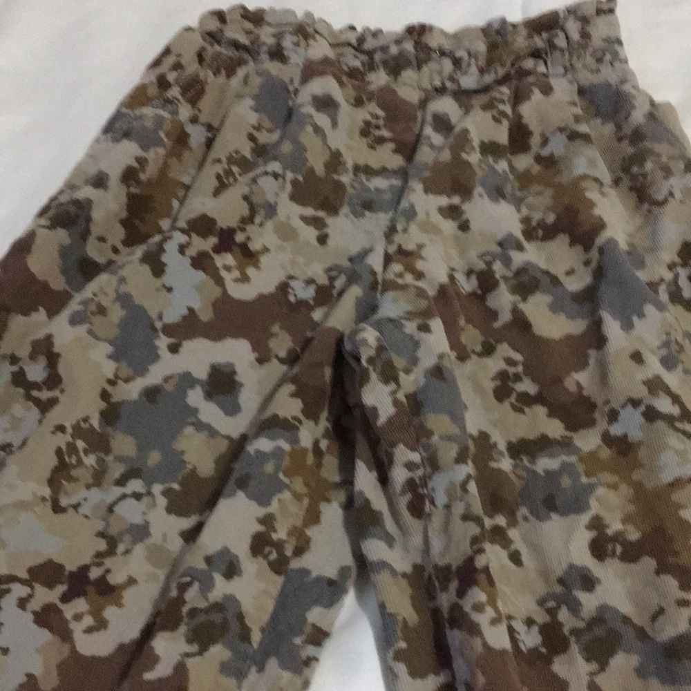 Gently used thin corduroy camouflage print pants like new